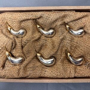 Joie De Vivre Vintage Silver & Gold toned Eggplant Knife Rests Set of 6 NIB NWT